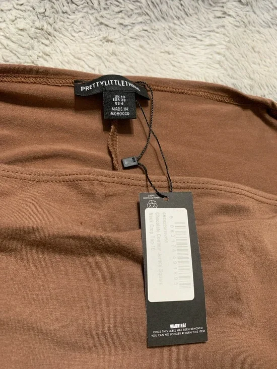 4/$30 Brown Tube-Cropped Long Sleeve Top - Picture 2 of 2